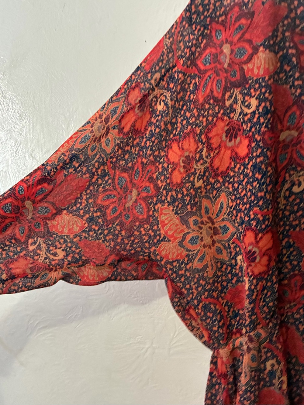 Free People Navy Dress with Red Floral Trim - Picture 5 of 12